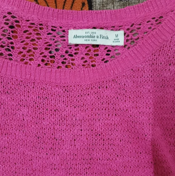 Abercrombie & fitch bright pink back crotchet sweater - Picture 4 of 8